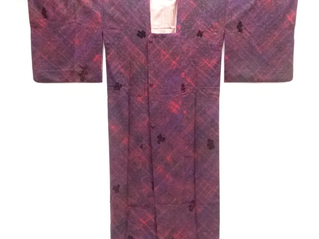 JAPANESE ANTIQUE MICHIYUKI COAT / TAISHO ROMAN STYLE / CUT VELVET / KIKU LEAVES